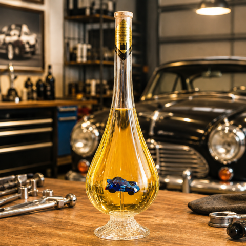 Dekoratívna fľaša v tvare kvapky s autom Porsche vo vnútri (0,5 l)